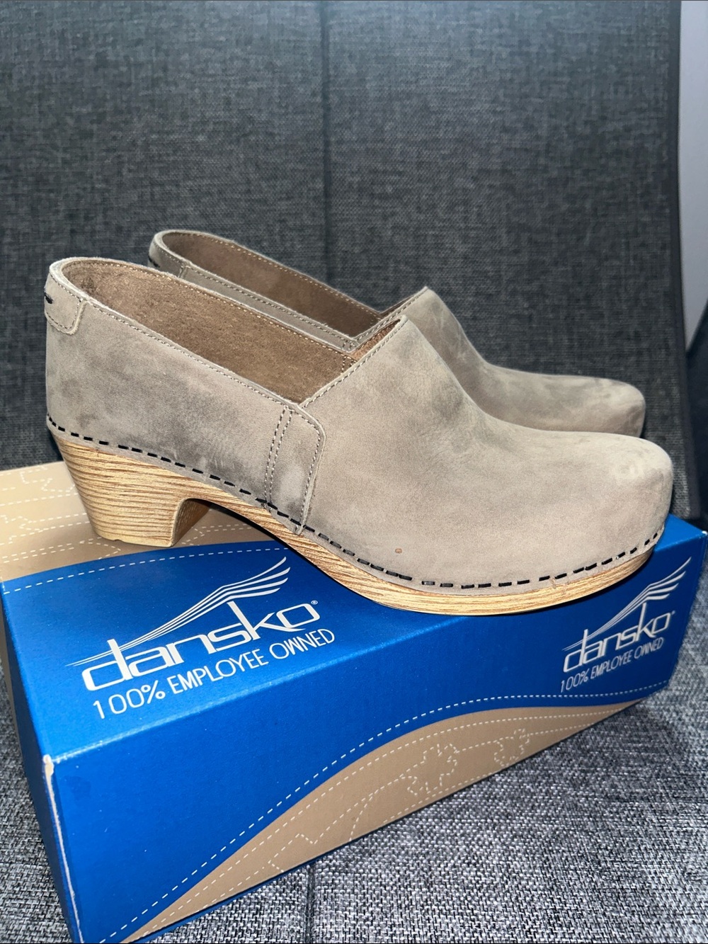 Dansko Taupe Suede Slip-On Clog